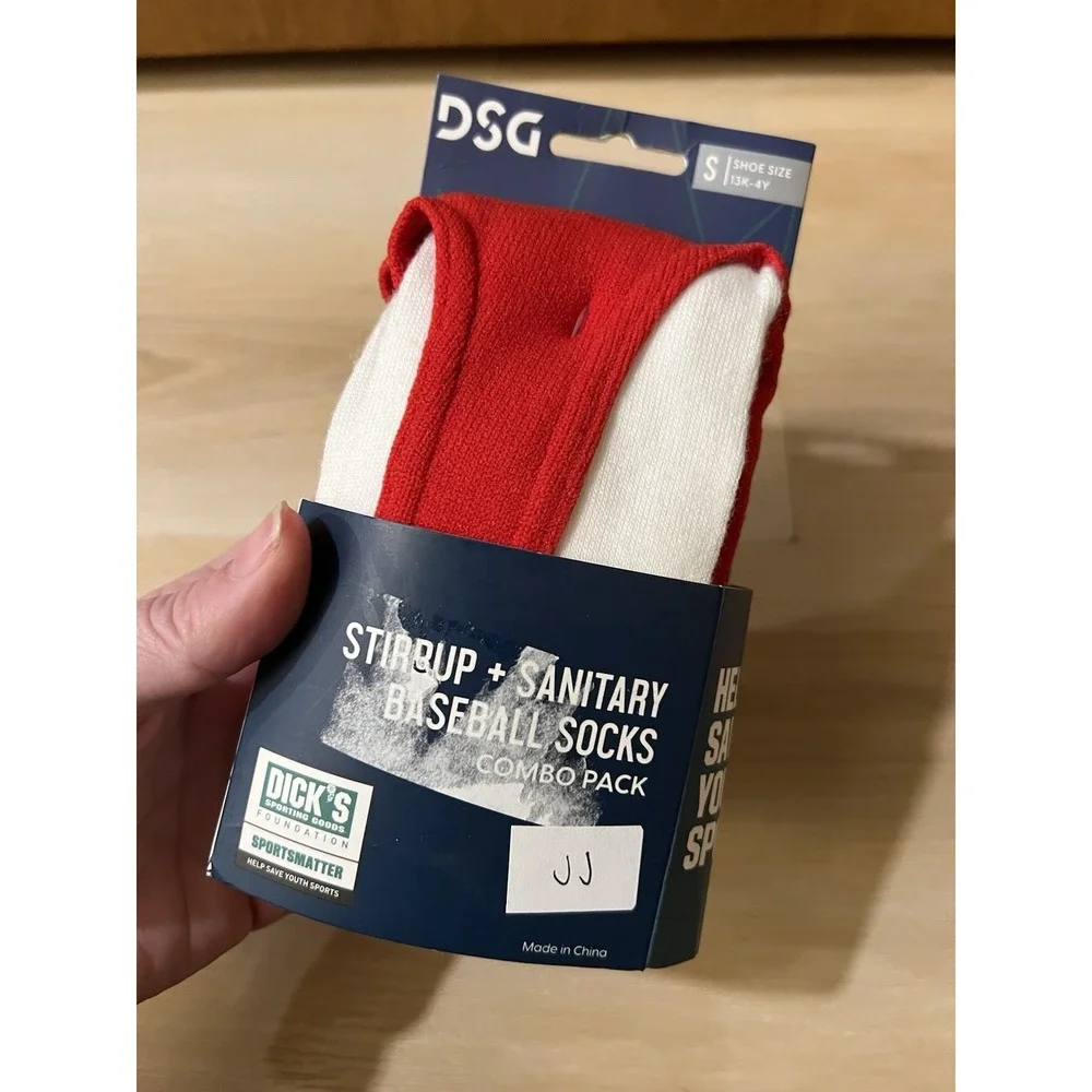 DSG Stirrup‎ + Sanitary Baseball Socks Red and White, Youth Small 13K-4Y
